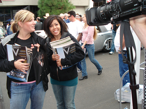 Laura Jacobsen and Joy Loo Getting Filmed for Velocity Magazine Video